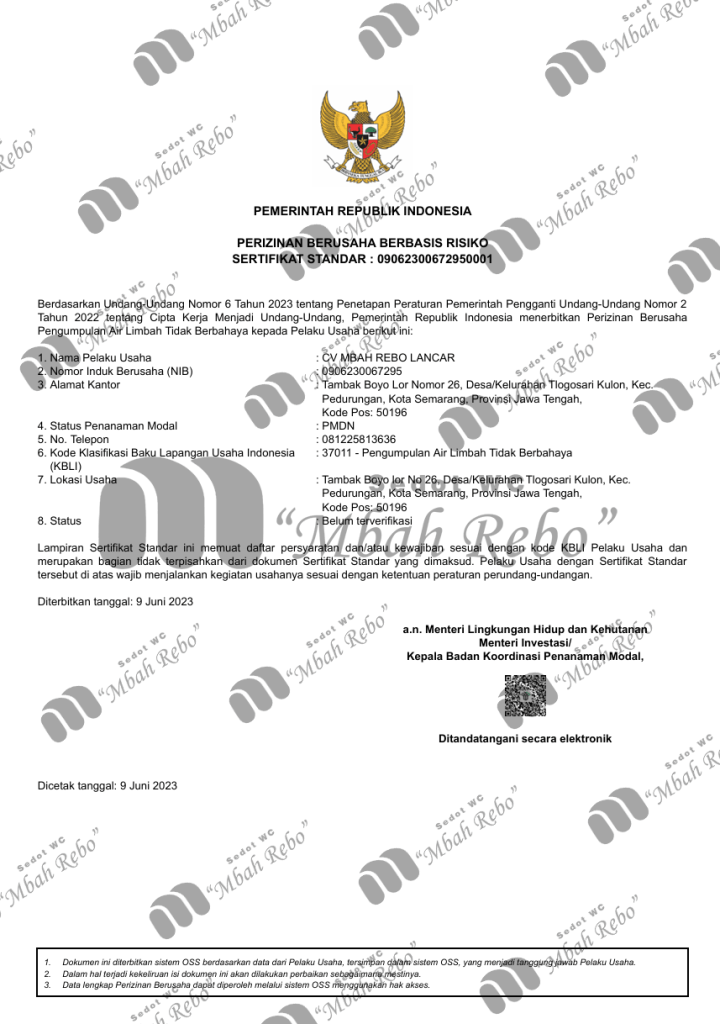 Legalitas Sedot WC Mbah Rebo Izin Usaha